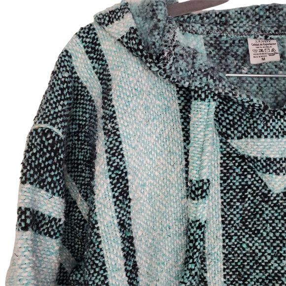 Sandy Made in Mexico Hooded Sweatshirt Teal and Black Sz. M - Picture 6 of 8